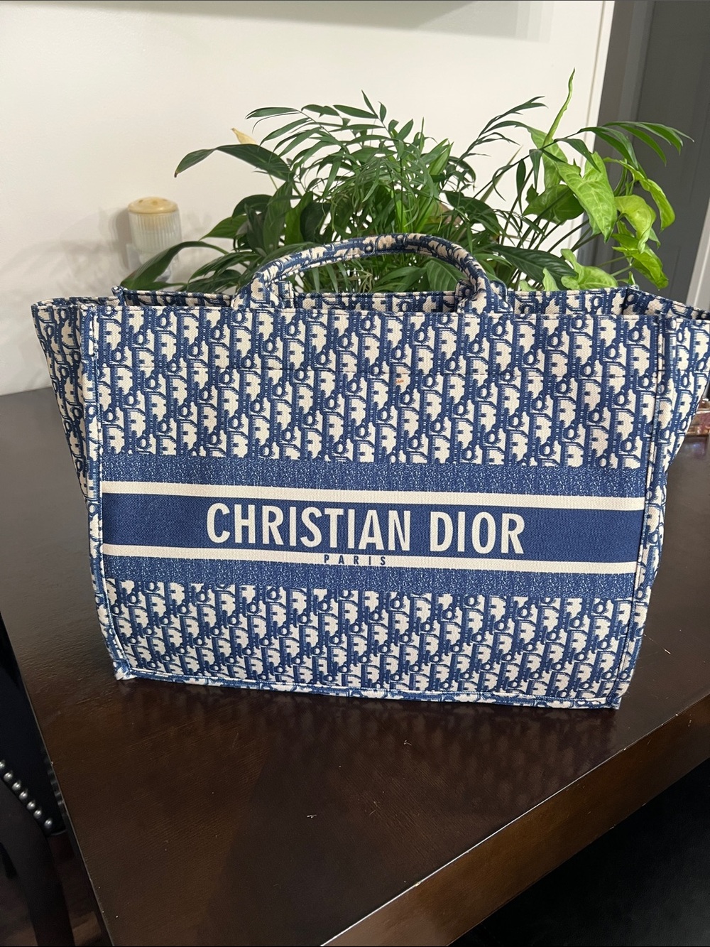 Christian Dior Blue and White Canvas Tote - Picture 2 of 11